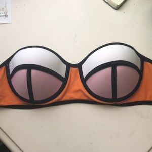 PINK AND ORANGE PUSH UP BIKINI TOP